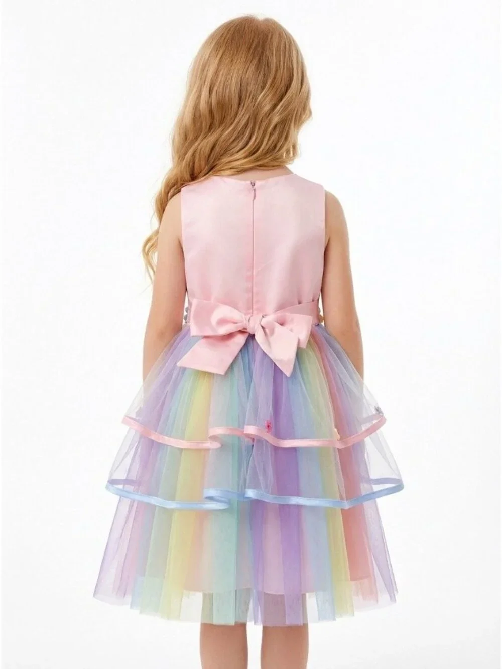 Girls Pastel Rainbow Unicorn Dress Fairy Party Dress